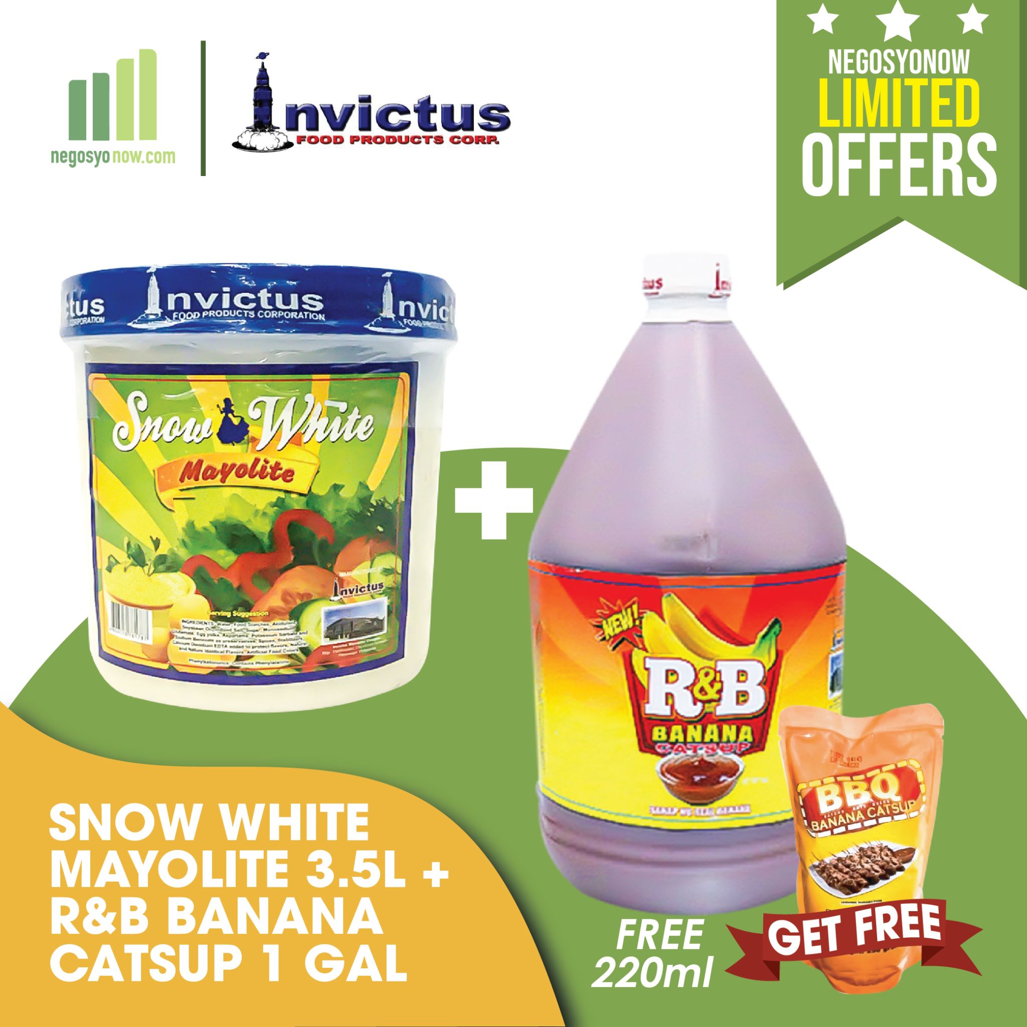 BUY Snow White Mayo Lite 3.5L + R&B Banana Catsup Gallon